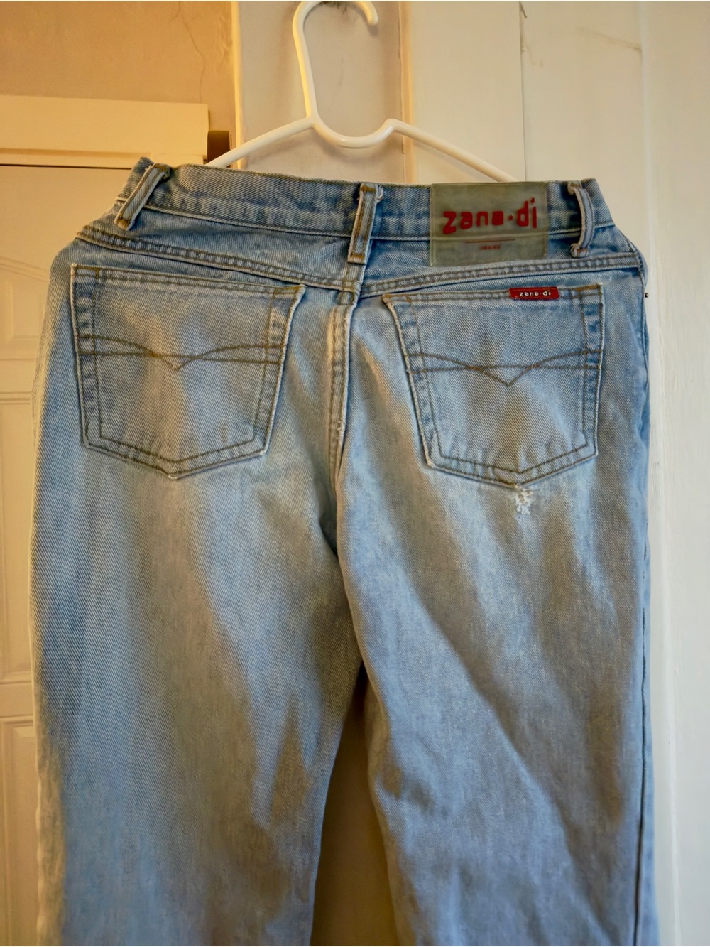 Zana Di Light Blue High-Rise Wide Leg Jeans with Knee Rip - Picture 7 of 10